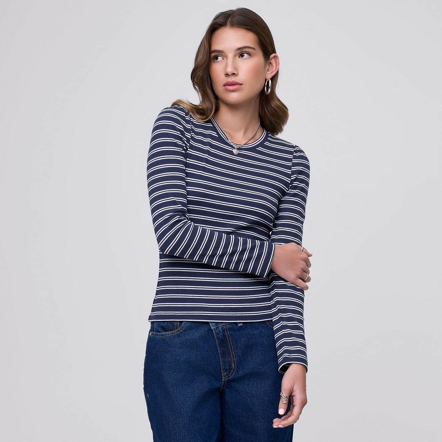 Polo Mujer Hombro Hypnotic Manga Larga Azul S