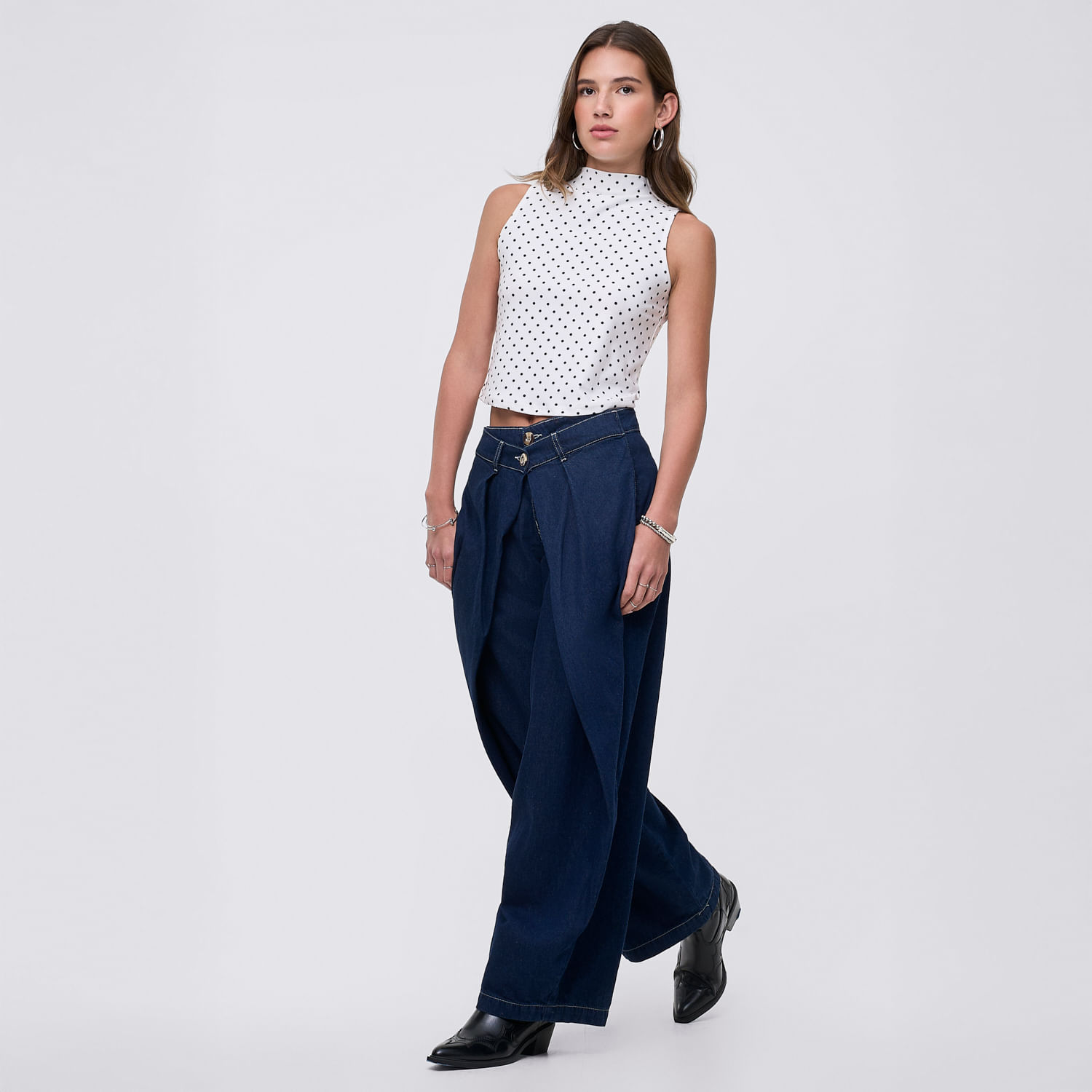 Jean Mujer Fold Hypnotic Wide Leg Azul Marino 28