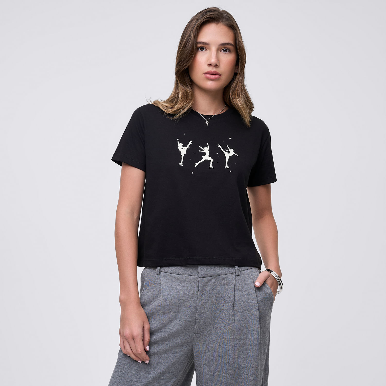 Polo Mujer Bas Crop Print Hypnotic Gris Oscuro Xs