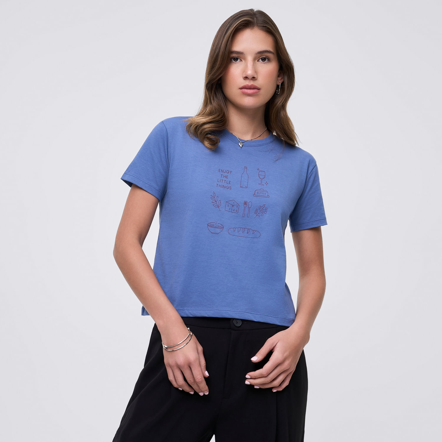 Polo Mujer Bas Crop Print Hypnotic Azul Claro Xs