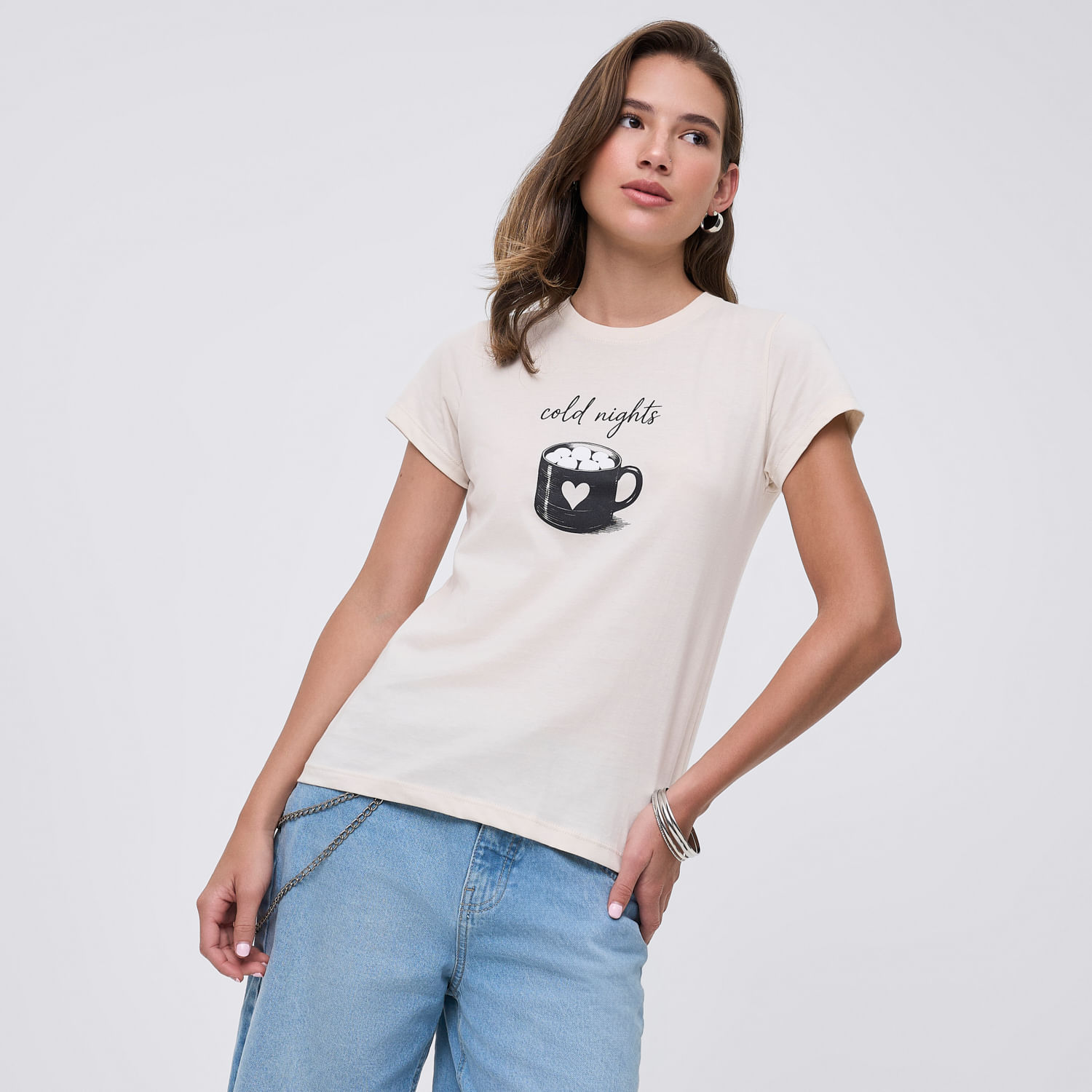 Polo Mujer Bas Reg Print Hypnotic Crema Xs