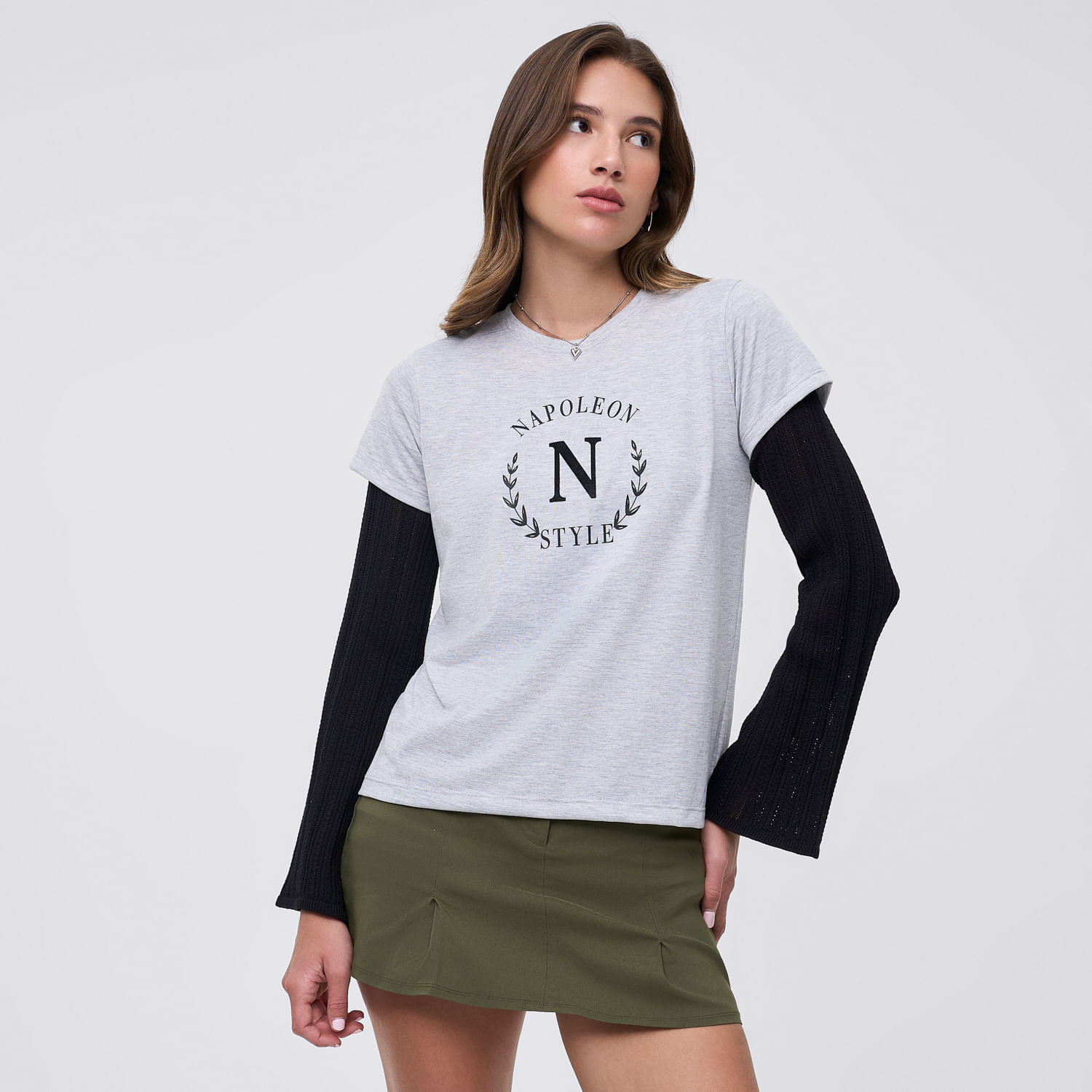 Polo Mujer Bas Reg Print Hypnotic Gris M