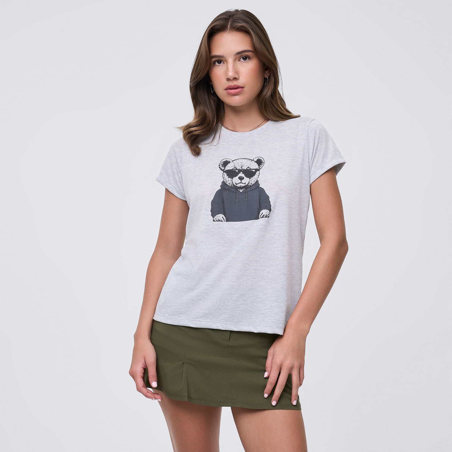 Polo Mujer Bas Reg Print Hypnotic Gris Melange Claro M