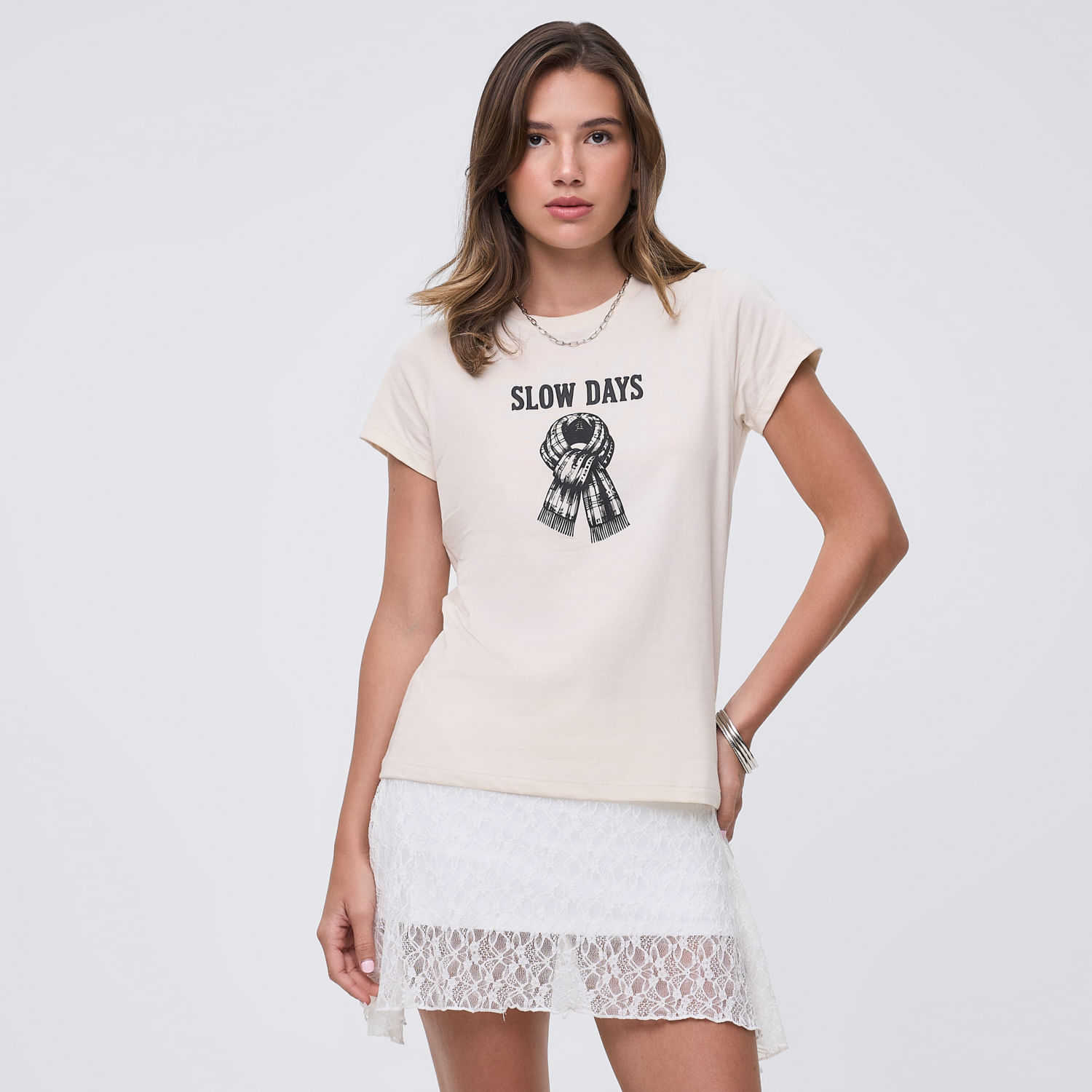 Polo Mujer Bas Reg Print Hypnotic Natural L