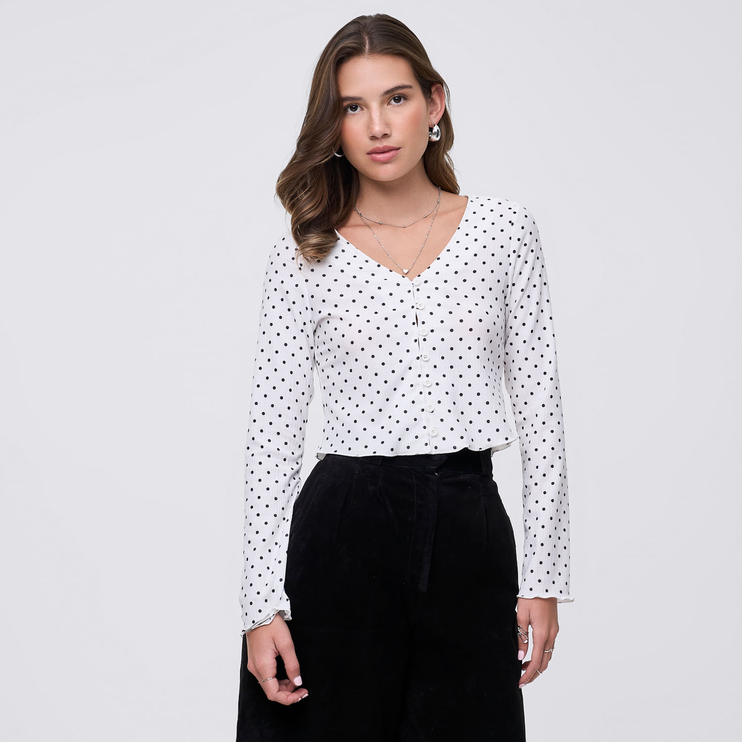 Blusa Mujer Paisleys Hypnotic Manga Larga Blanco M