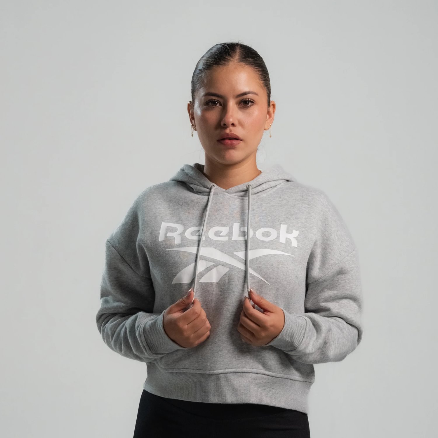 Polera Deportiva Reebok Mujer Big Logo Hoodie Gris M