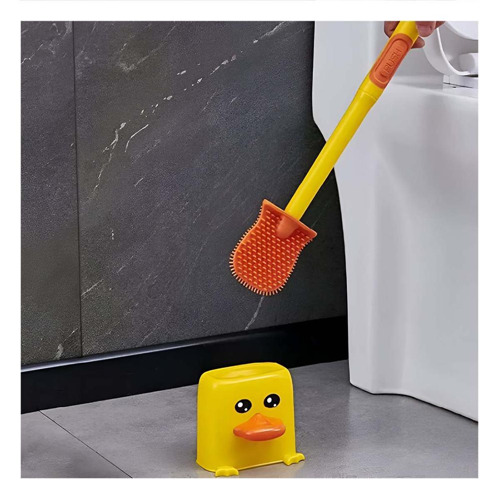 Cepillo de Inodoro de Silicona Tipo Pato para Higiene Diaria en el Hogar Y Papel Regalo