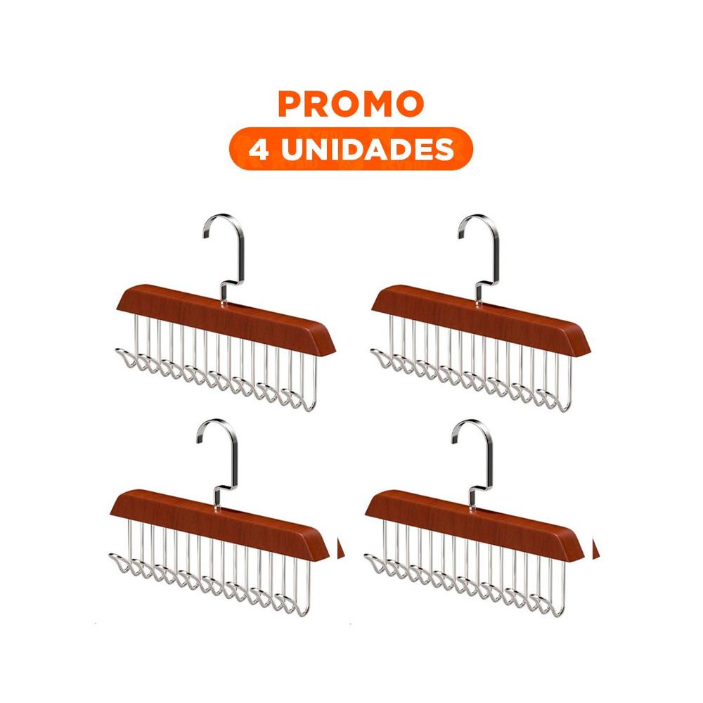 Pack4 Portaobjetos de Madera con Ocho Ganchos para Organizacion Diaria