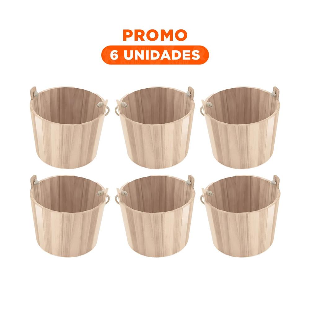 Pack6 Recipiente de Madera Decorativa con Agarradera de Cuerda para Casa Y Regalo Sticker