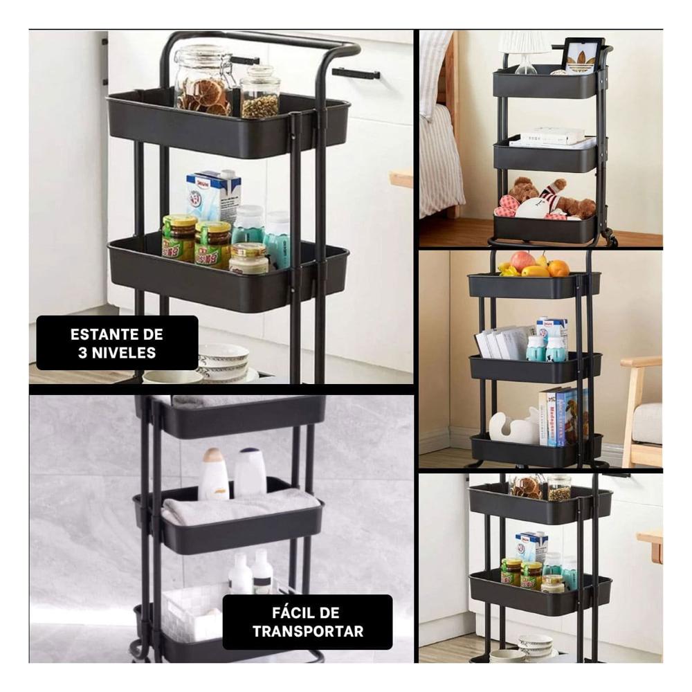 Organizador 3 Niveles con Ruedas y Mango Grande para Espacios del Hogar Y Ligas Regalo