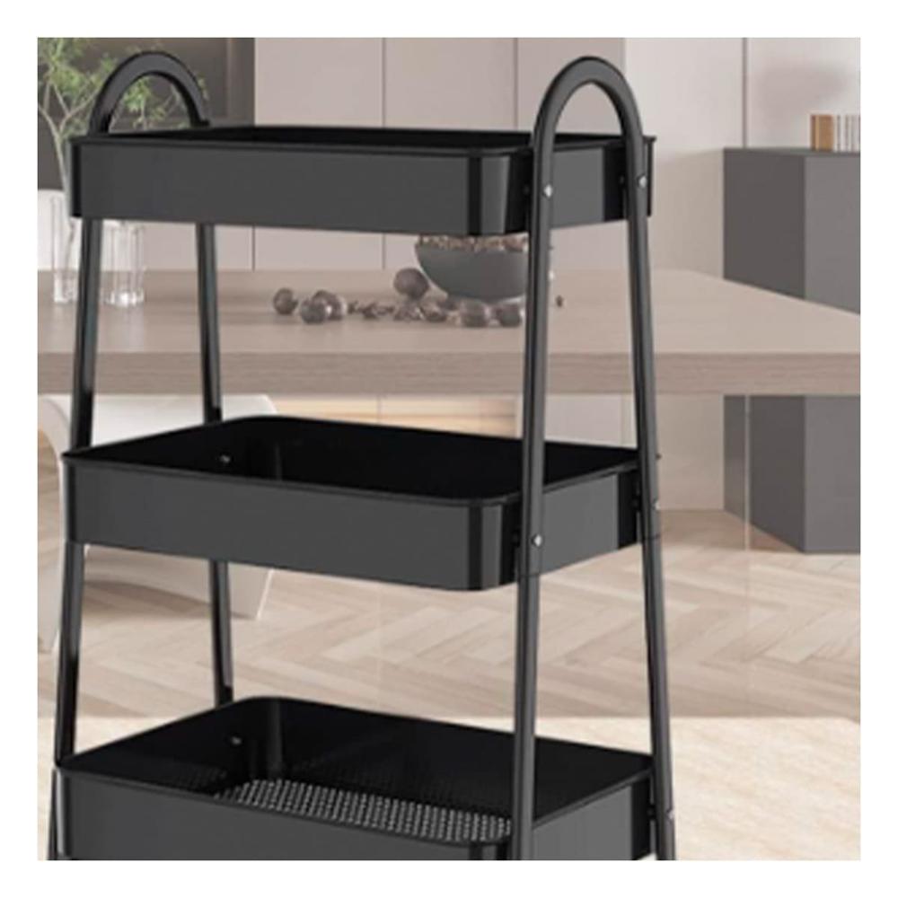 Organizador carrito 3 niveles con ruedas y asas metal negro para uso en casa Y Papel Regalo