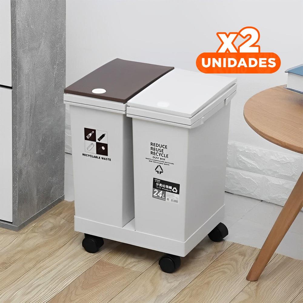 Pack2 Sistema de Basura Doble 24L para Cocina y Espacios del Hogar