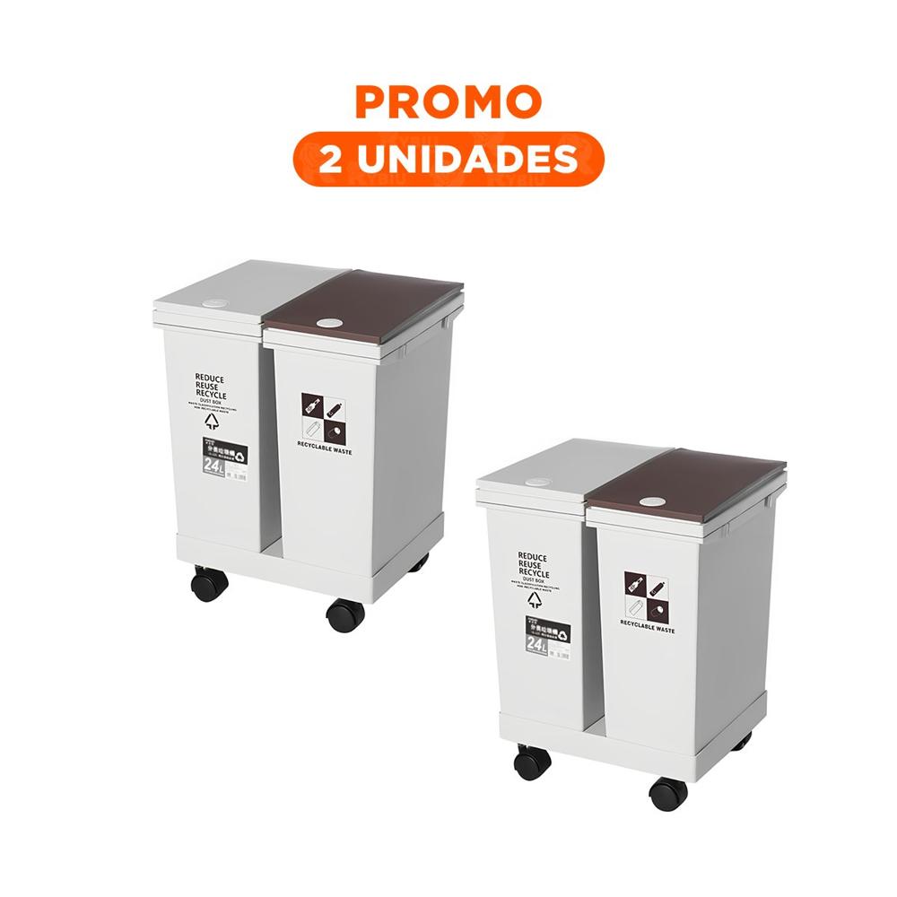 Pack2 Deposito de Basura Doble 24L para Cocina Ordenada y Hogar Y Regalo Sticker