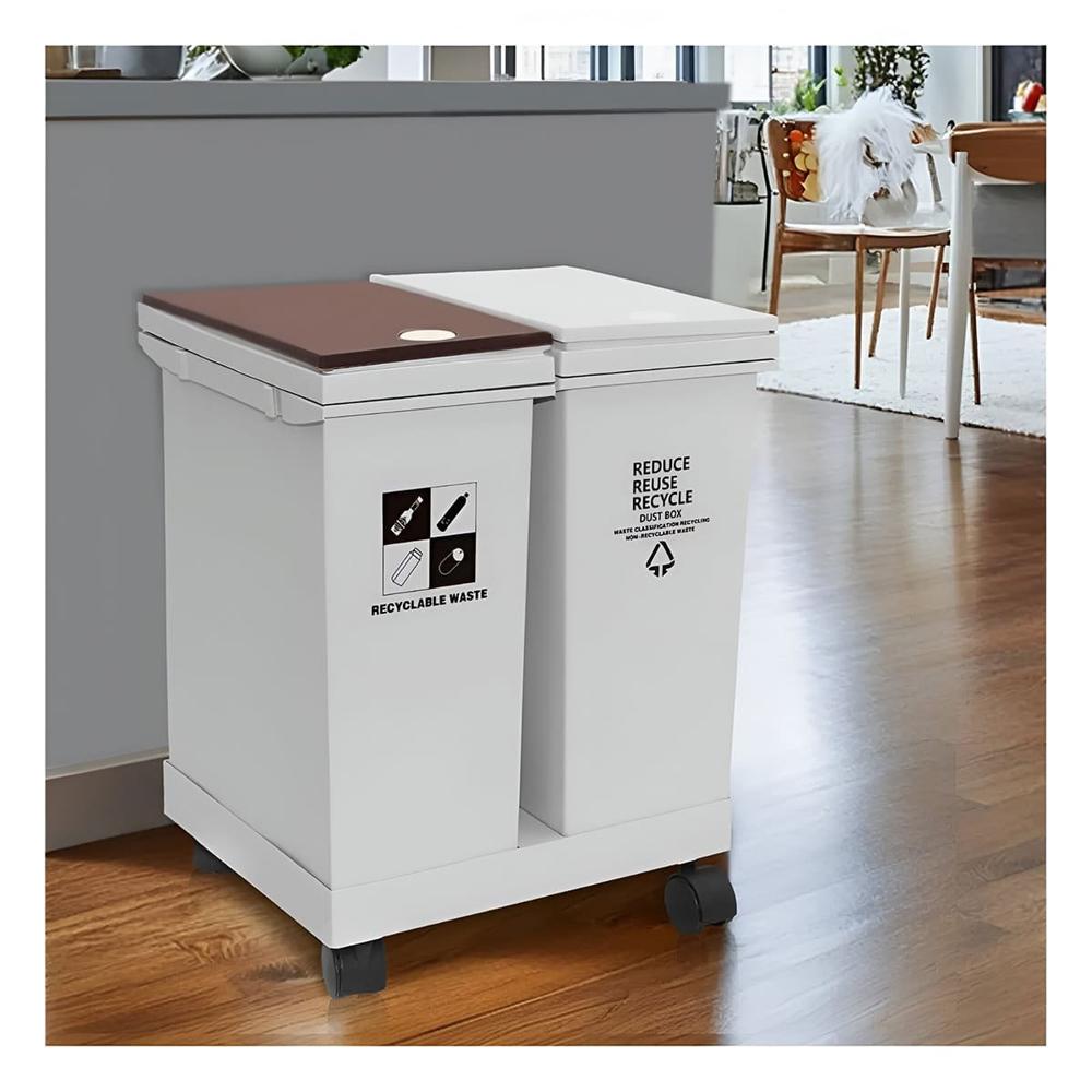 Tacho de Basura Doble 24L para Cocina y Hogar Blanco Funcional