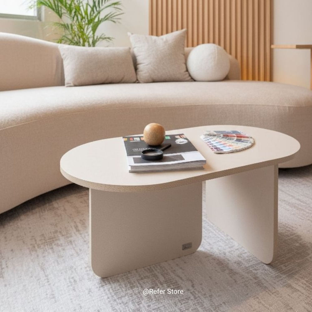 MESA DE CENTRO LIRIO COLOR BEIGE, DISEÑO PERUANO Y FABRICACIÓN NACIONAL - REFER STORE Crema