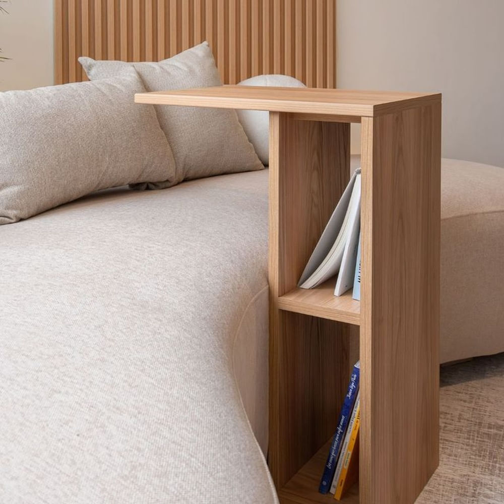 MESA LATERAL SILENE multifuncional y con ruedas- Refer Store Madera Clara