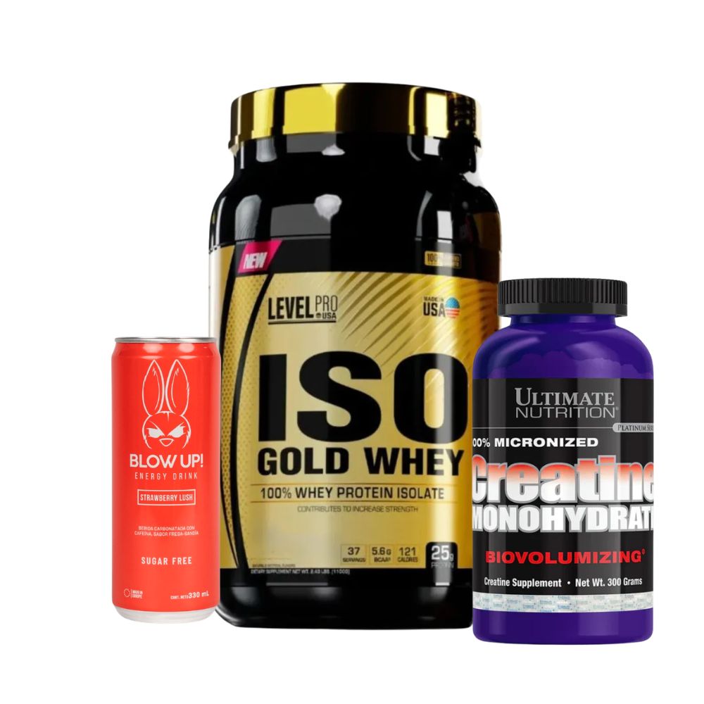 COMBO Iso Gold Whey 2.43 Lb Vainilla - Level Pro - Creatina Ultimate Nutrition 300gr -Lata de Regalo