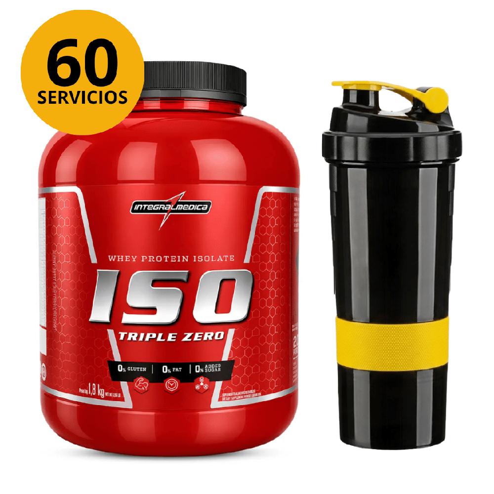 Proteína Iso Triple Zero Integralmedica 1.8 Kg CHOCOLATE CON SHAKER DE 3 CUERPO
