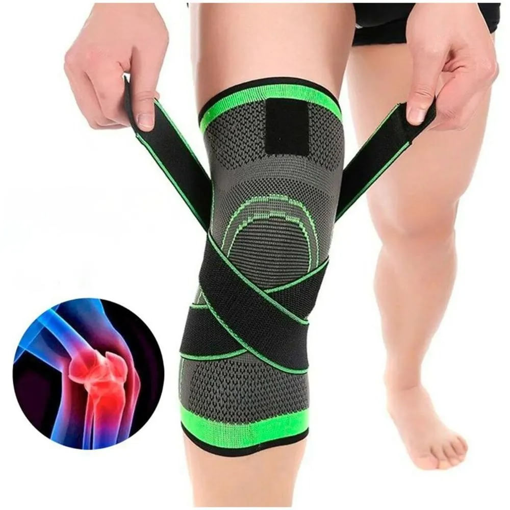 RODILLERA DEPORTIVA DE COMPRESION Y CORREAS AJUSTABLES CON SOPORTE DE LIGAMENTOS Y MENISCOS