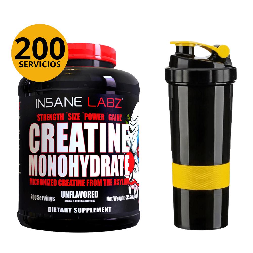 CREATINA MICRONIZADA INSANE LABZ 1000GR CON SHAKER DE 3 CUERPOS