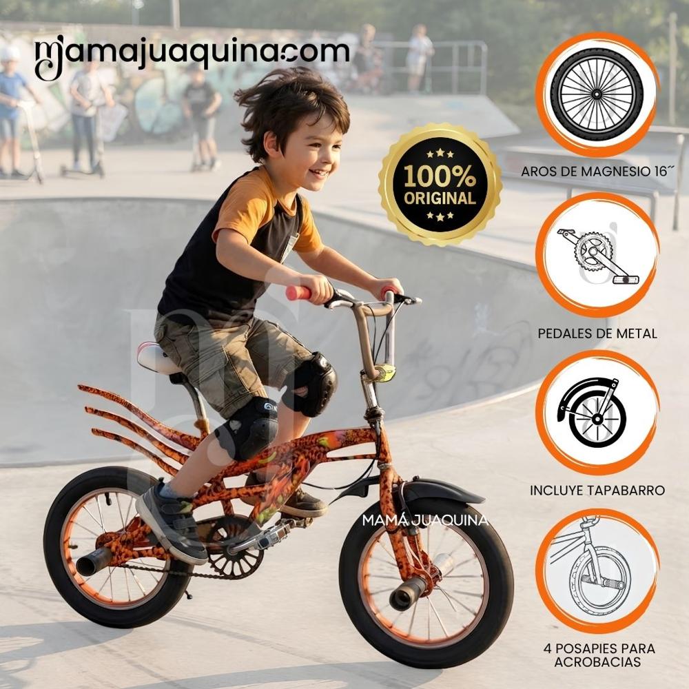 Bicicleta BMX Para Niño FIRE ANIMAL ARO 16 Colección Exclusiva Orange