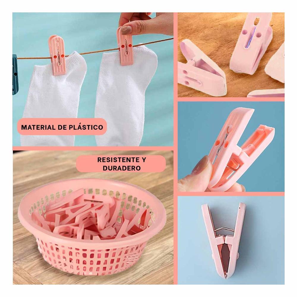 Recipiente Rosado Claro Redondo para Ganchos de Ropa Ordenado Y Ligas Regalo