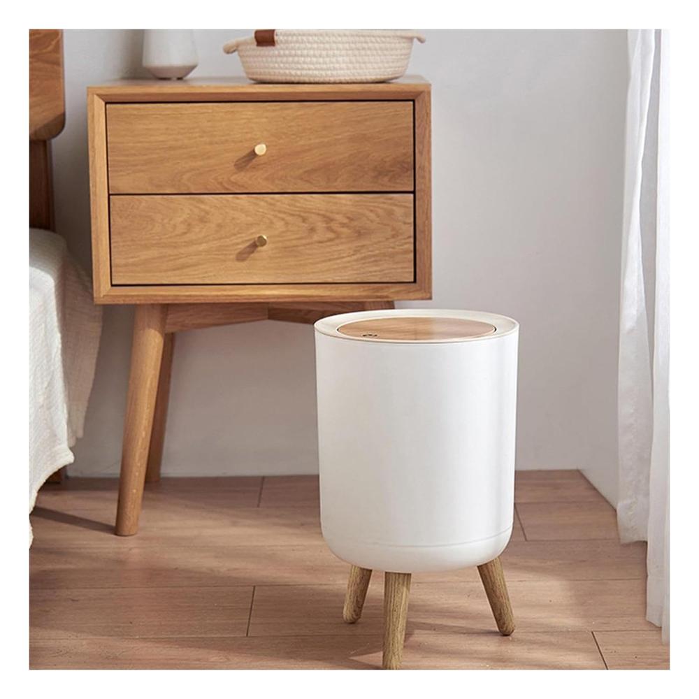 Tacho de Basura con Tapa Push y Patitas para Hogar Cocina y Ambientes Interiores