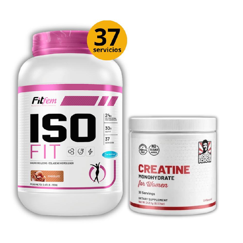 Proteína Iso Fit 1.1KG Fit Fem Chocolate Creatina para mujer 240GR Old school