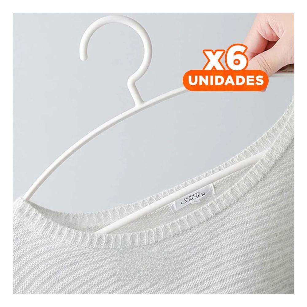 Pack6 Gancho Liviano de Plastico Blanco Media Luna de 4 Piezas para Closet