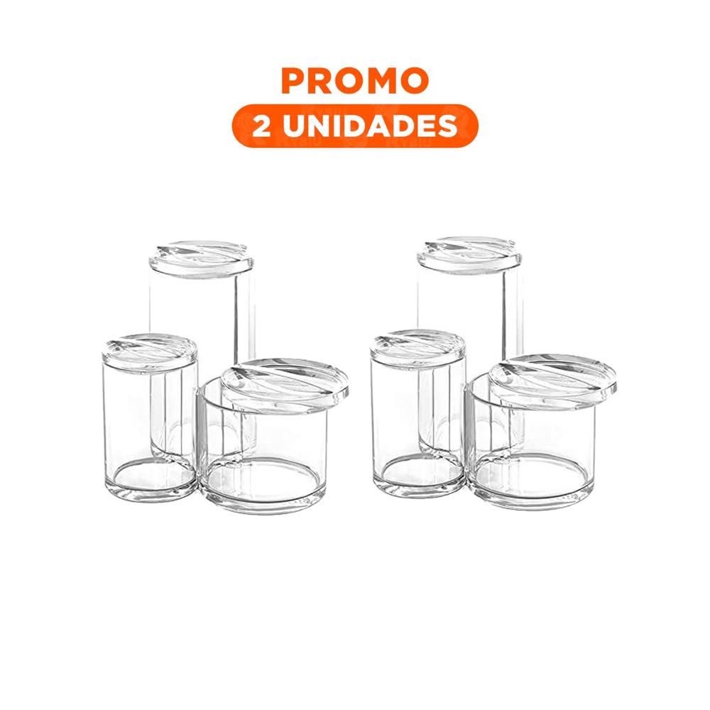 Pack2 Dispensador tubular acrilico con 3 espacios y tapa transparente Y Regalo Sticker