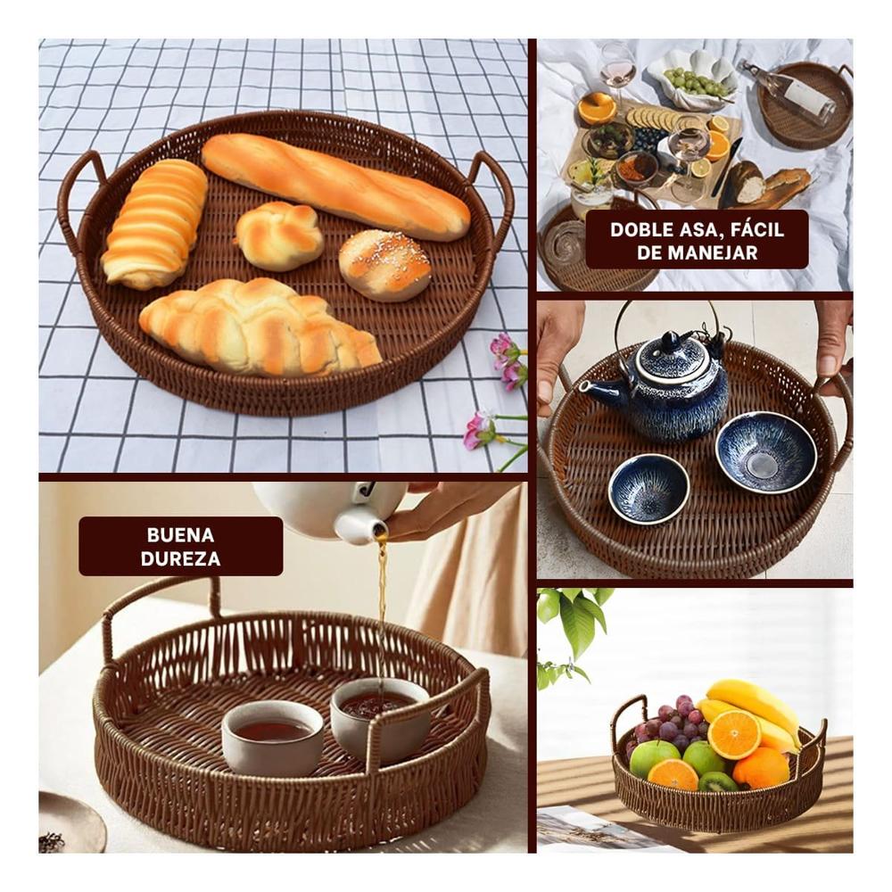 Bol tejida circular con asas para organizar detalles decorativos marron Y Ligas Regalo