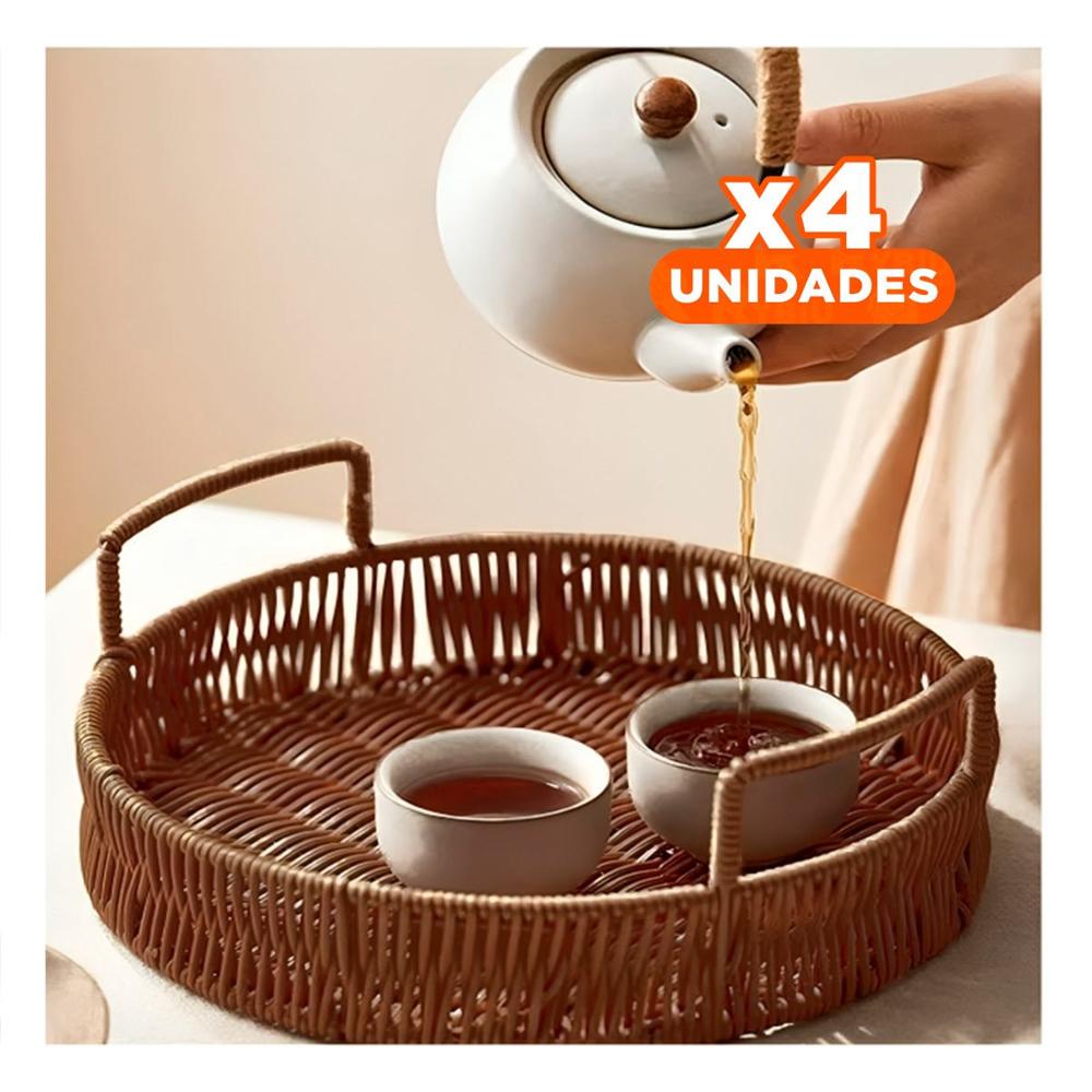Pack4 Contenedor tejida circular con asas para organizar juguetes marron Y Papel Regalo