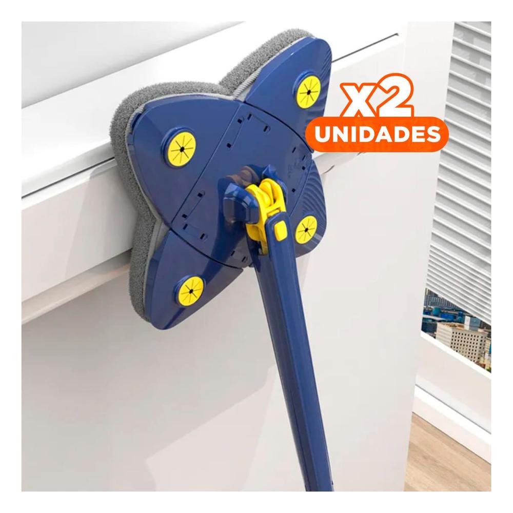 Pack2 Mopa 360 con autoexprimidor 4 esquinas azul limpieza rapida y sin esfuerzo Y Papel Regalo