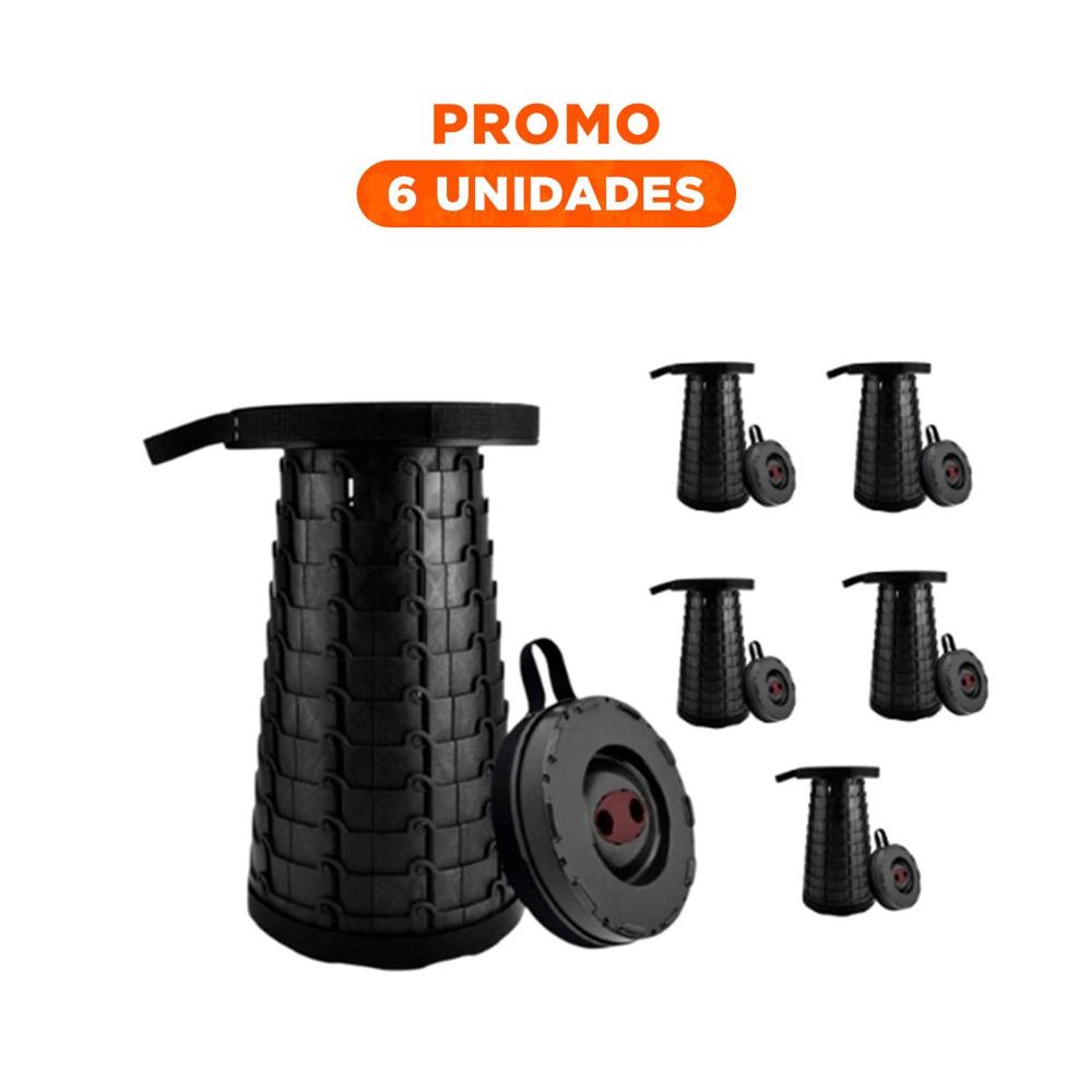 Pack6 Asiento ligero plegable 3 seguros portatiles tapa negro centro negro Y Regalo Sticker