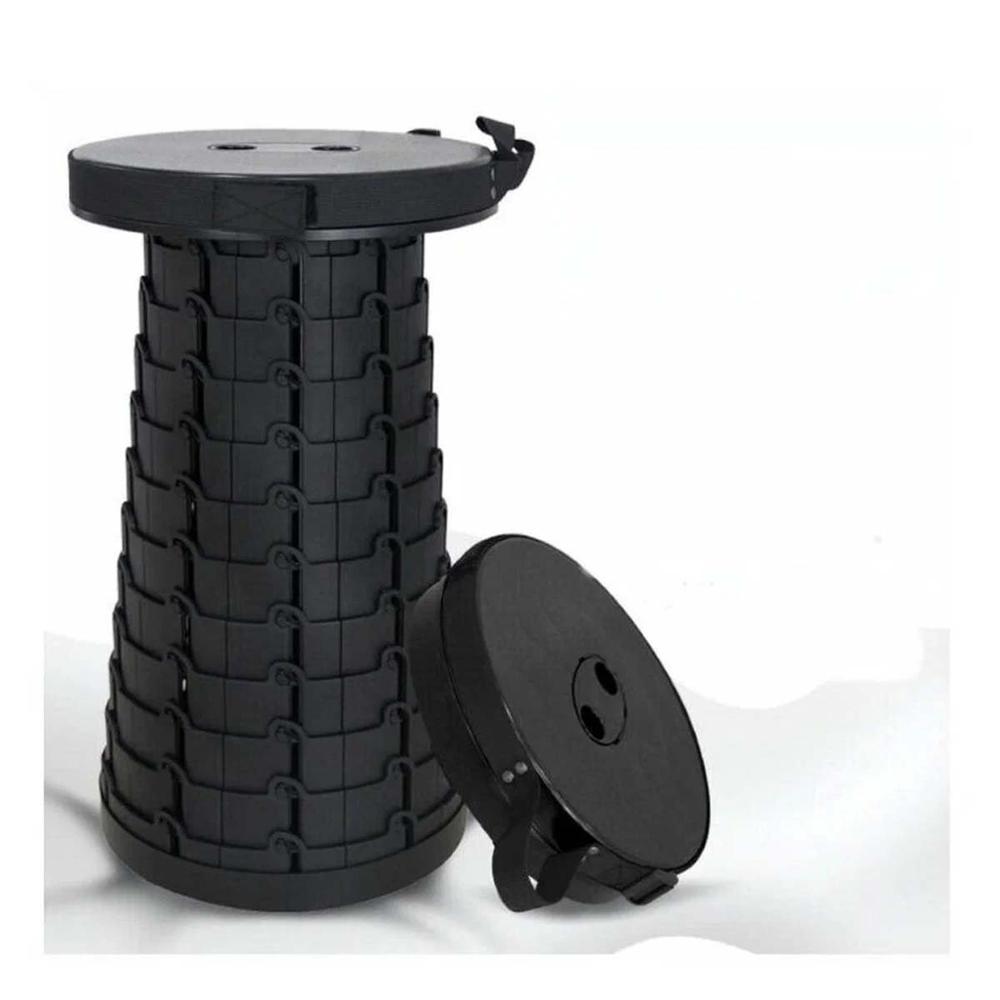 Taburete plegable 3 seguros portatiles tapa negro centro negro Y notas