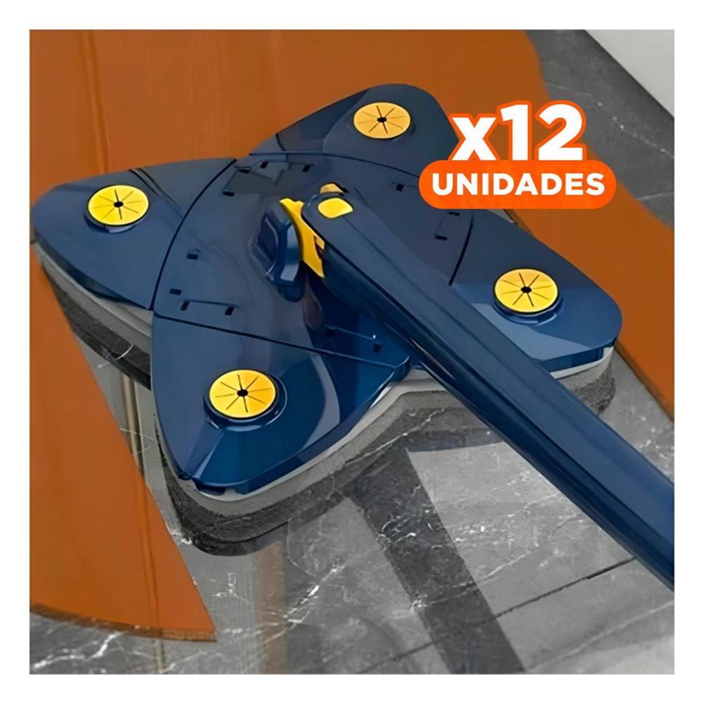 Pack12 Mopa 360 con exprimidor automatico 4 esquinas azul limpieza Y Regalo Sticker
