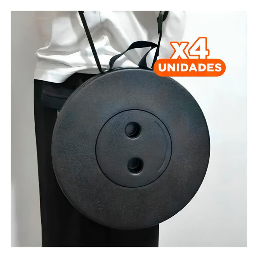 Pack4 Asiento moderno plegable 3 seguros portatiles tapa negro centro negro Y Regalo Sticker