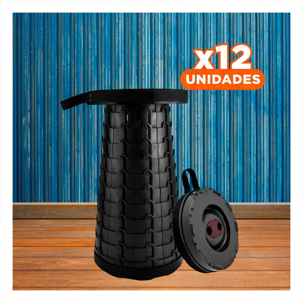 Pack12 Butaca moderna plegable 3 seguros portatiles tapa negro centro negro Y Papel Regalo