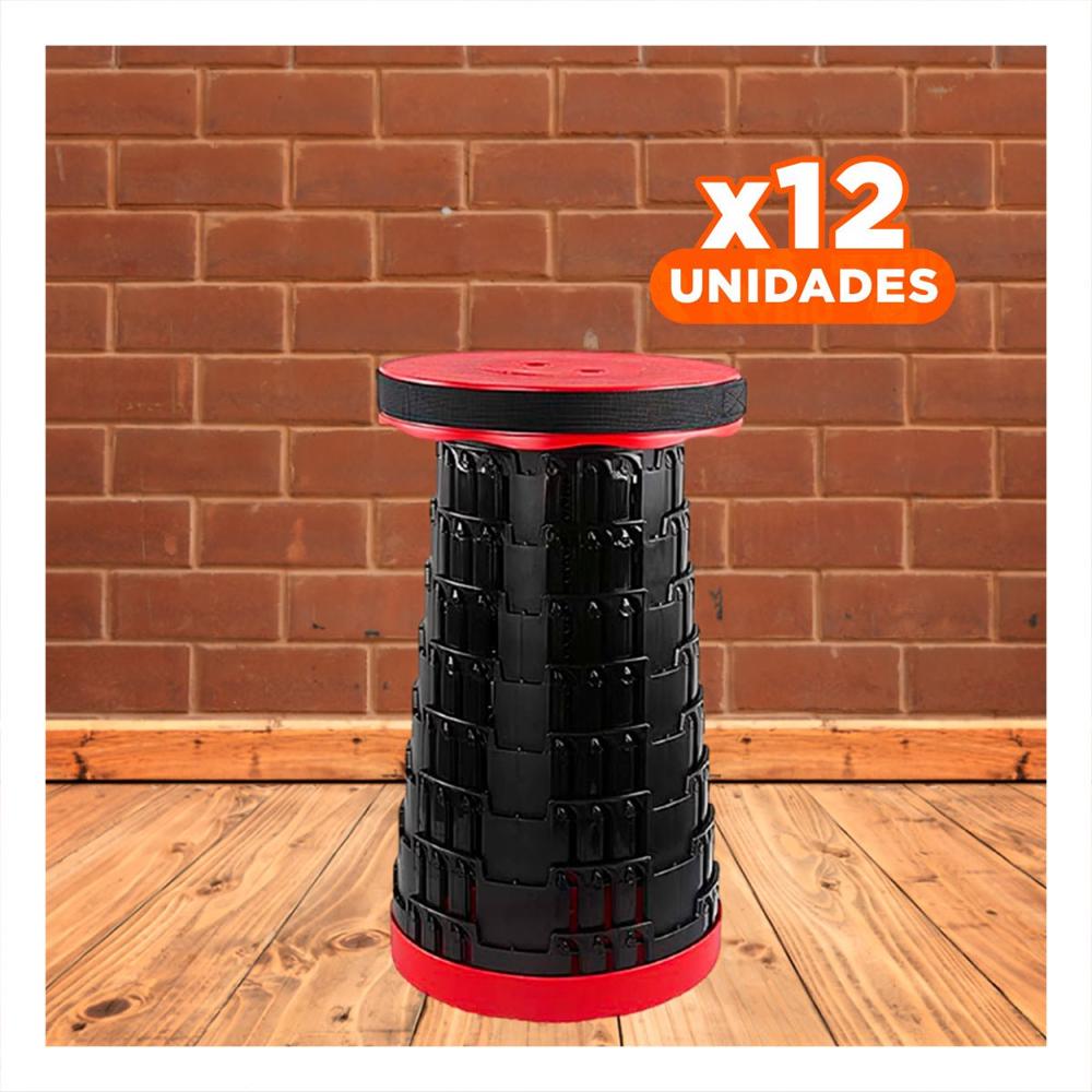Pack12 Reposera movil 3 seguros portatiles tapa rojo centro negro para balcon y comedor comodo