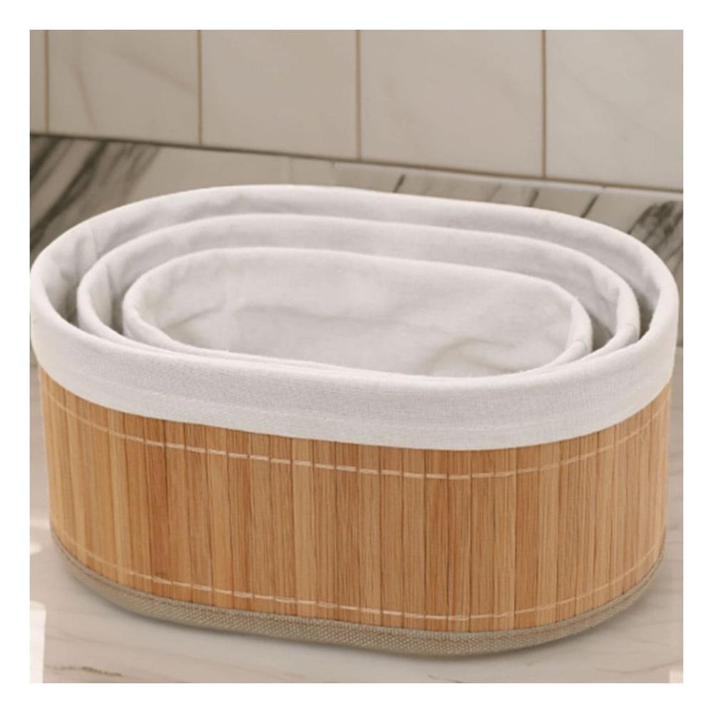 Cestas Ovaladas de Bambu y Tela para Hogar Decoracion y Organizacion Funcional