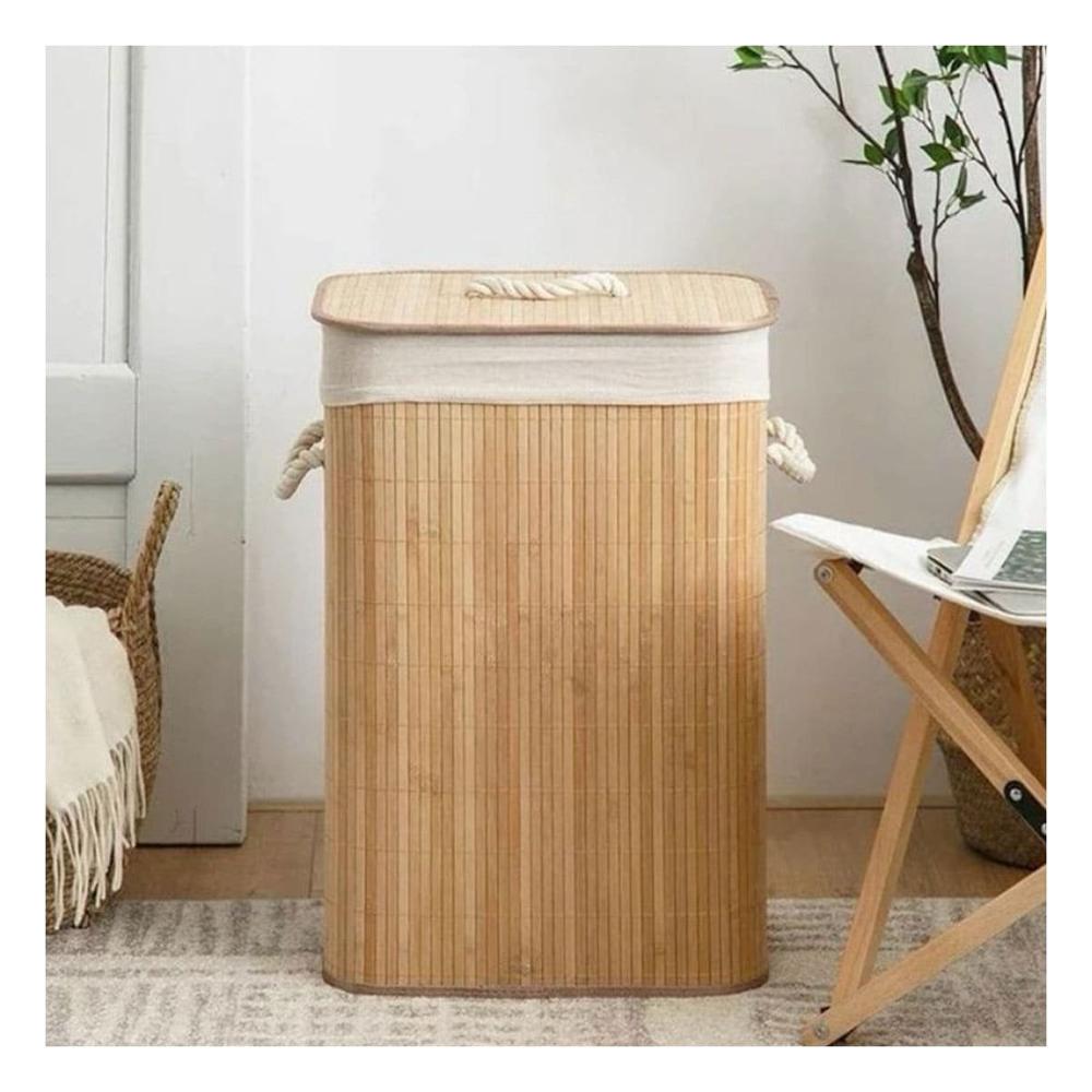 Cesto Plegable de Bambu con Tapa para Mantener el Orden en Casa Y Notas