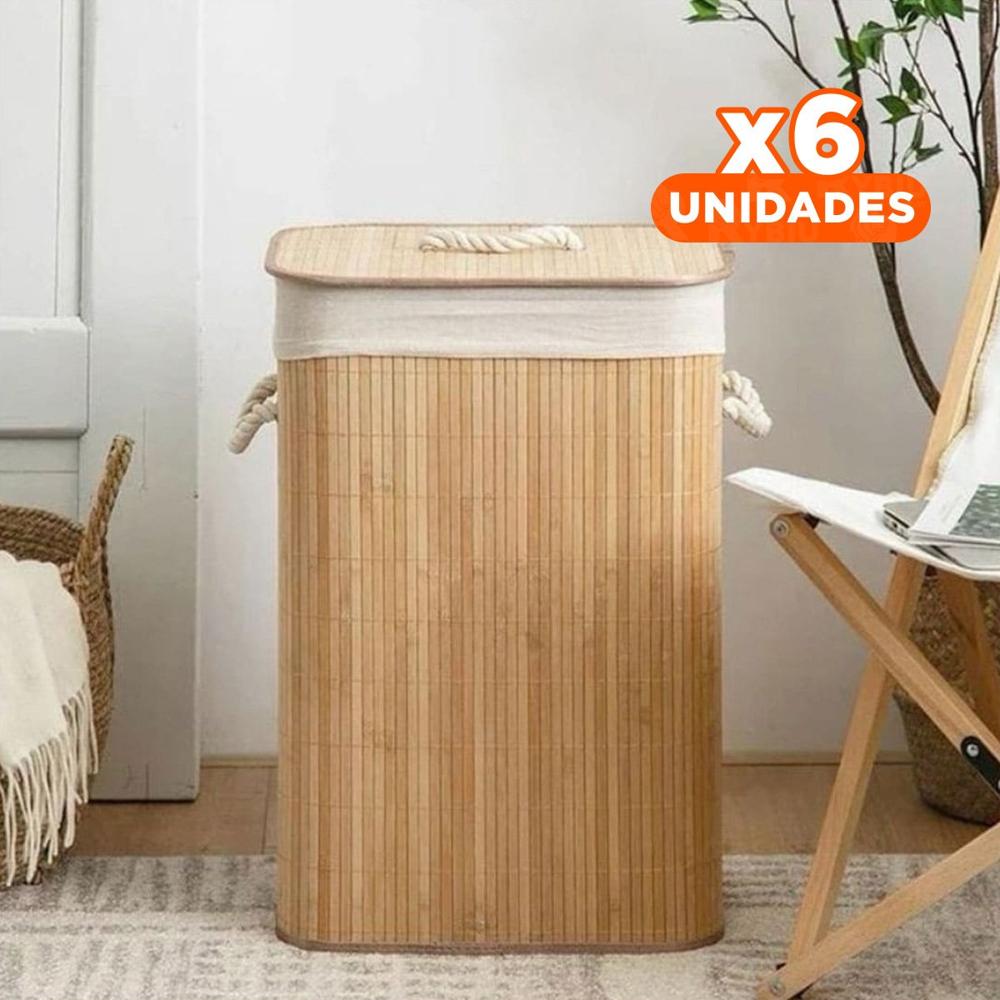 Pack6 Unidad Plegable de Bambu con Tapa para Almacenamiento en el Hogar Y Papel Regalo