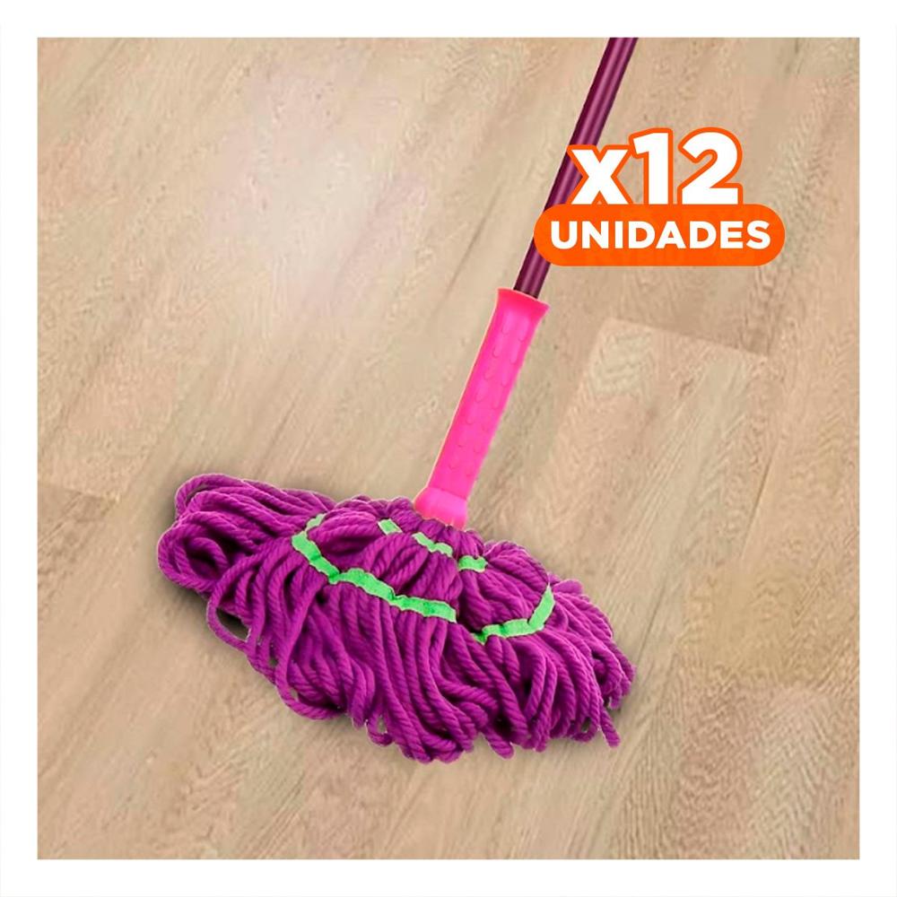 Pack12 Mopa de Piso Giratoria con Autoexprimidor para Limpieza Diaria Y Papel Regalo