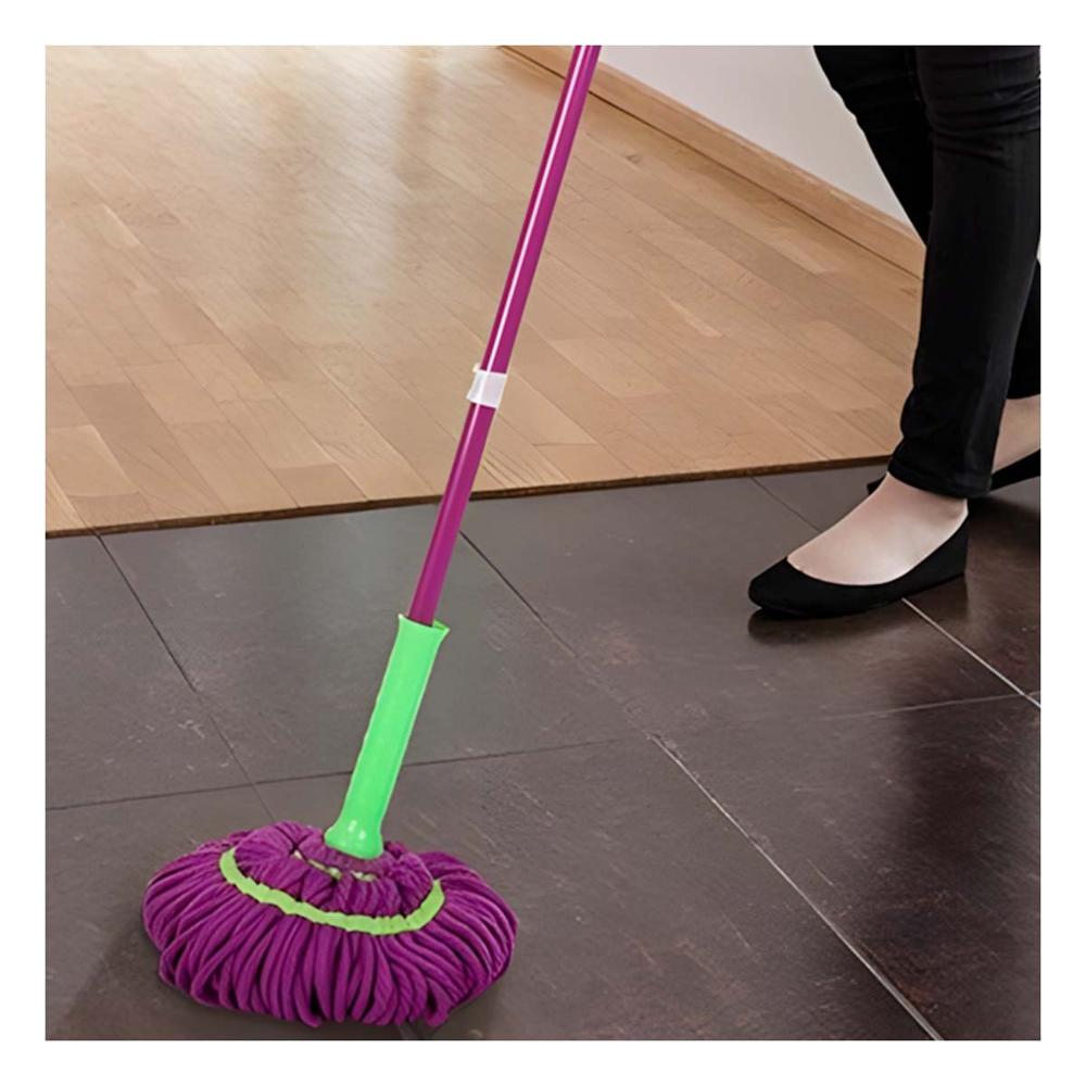 Fregona Giratoria con Autoexprimidor para Limpieza del Hogar con Mango Verde Y Papel Regalo