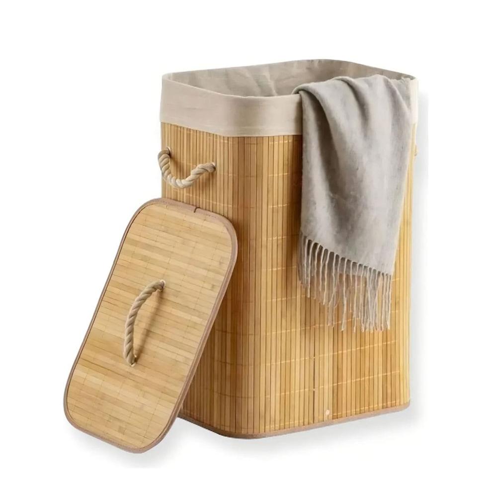 Contenedor Plegable de Bambu con Tapa para Almacenamiento en Casa Y Regalo Sticker