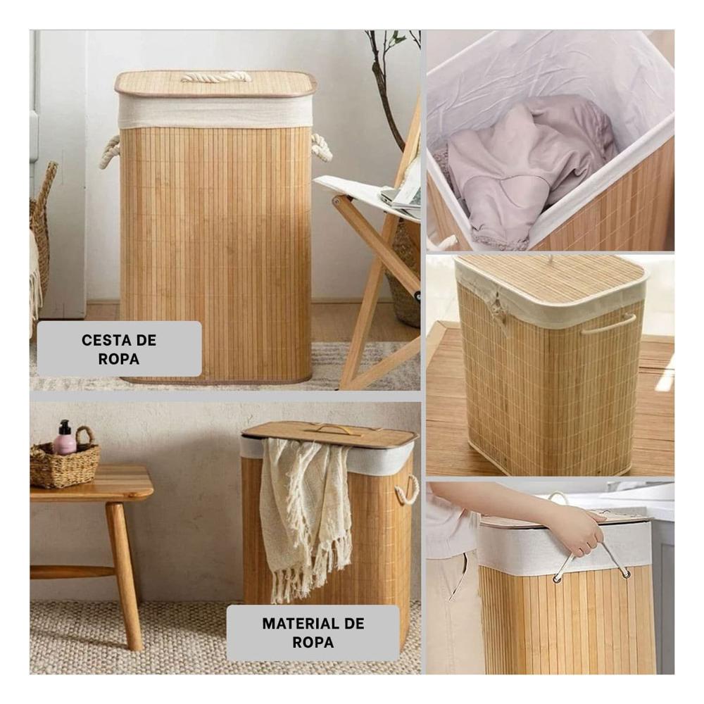 Caja Plegable de Bambu con Tapa para Organizacion Funcional del Hogar Y Ligas Regalo