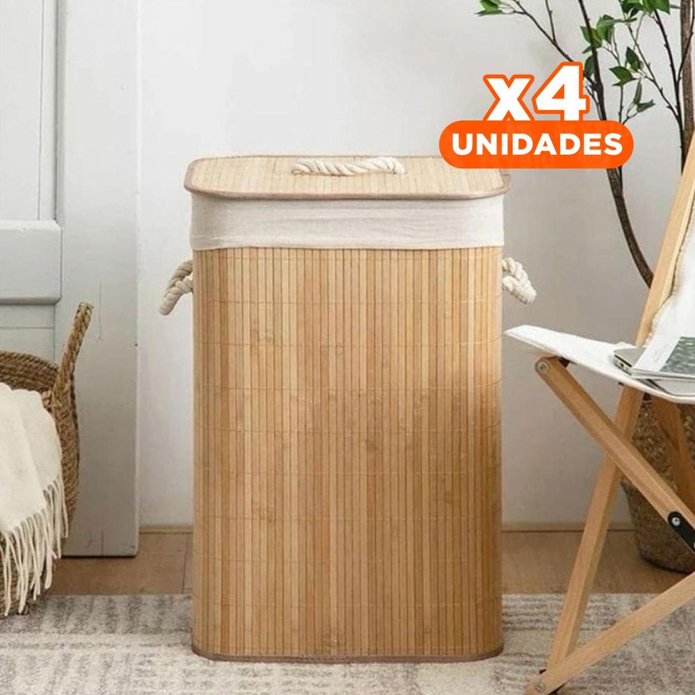Pack4 Estructura Plegable de Bambu con Tapa para Uso Diario en Casa Y Regalo Sticker