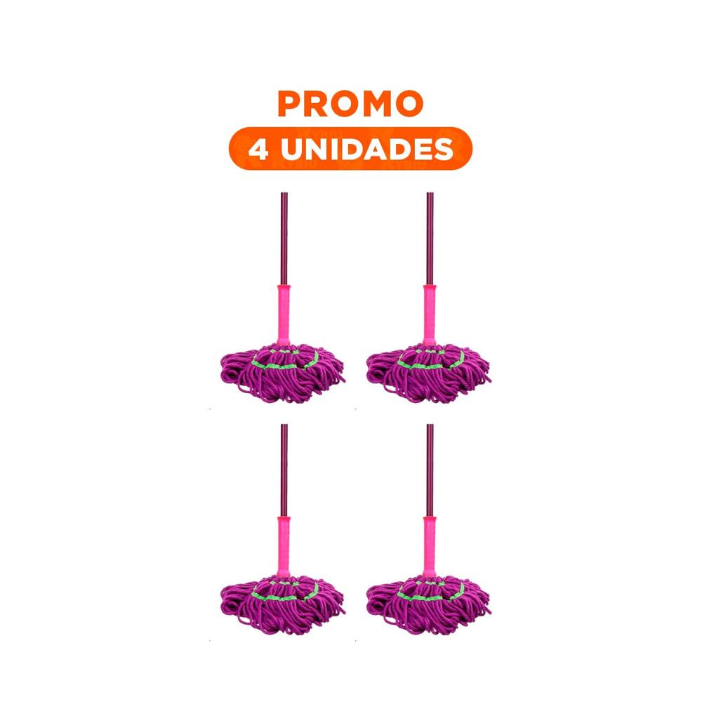 Pack4 Limpiador Giratorio para Piso con Autoexprimidor Integrado