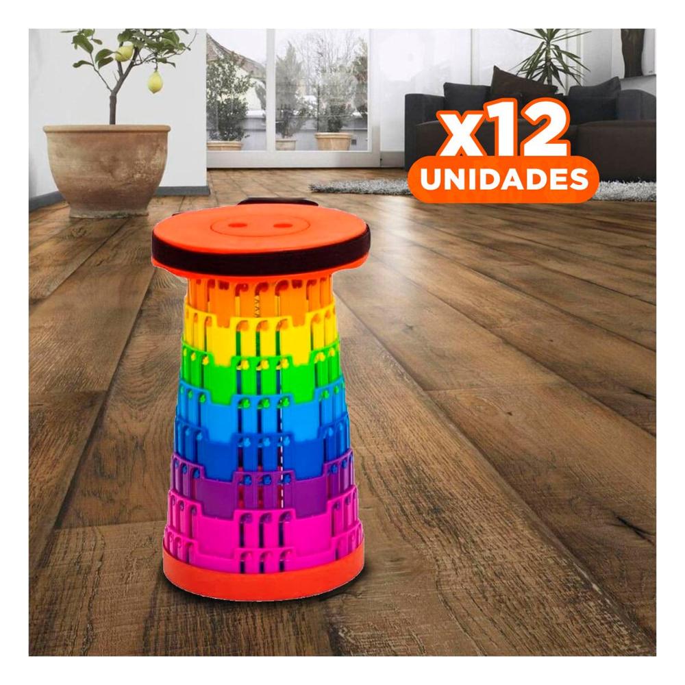 Pack12 Taburete Liviano con Estilo Plegable y Seguros para Casa Y Regalo Sticker