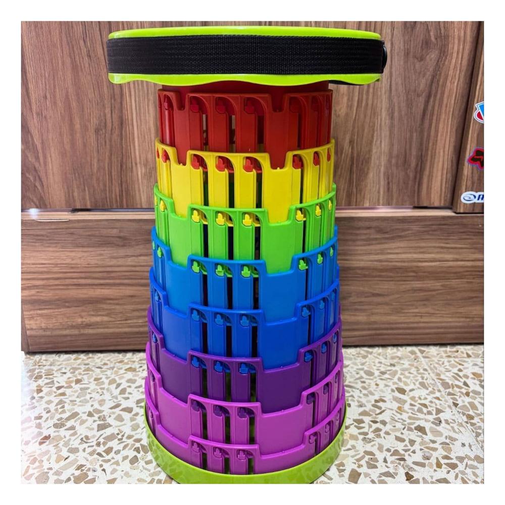 Asiento Plegable con Tres Seguros Portatil para Casa y Reuniones Multicolor Y Papel Regalo